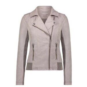 Marrakech Anthropologie Women's Size Medium Parkway Moto Jacket Faux Suede‎ Gray